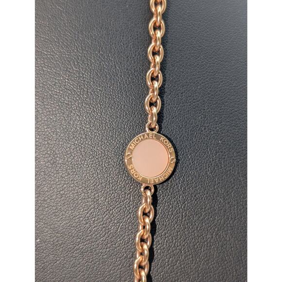 Michael Kors Resin Station Rose Tone Chain 36" Necklace - Picture 4 of 5
